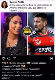 Em novembro, Anitta perguntou sobre o estado civil de De Arrascaeta