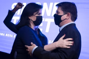 Tebet e o presidente do MDB, Baleia Rossi
