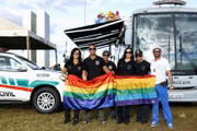 Policiais da Delegacia Especial de Repressão aos Crimes por Discriminação também marcaram presença no evento
