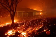 O vento levou brasas brasas para as casas, provocando incêndios na região