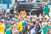 Equipes de segurança monitoraram a chegada de centenas de manifestantes ao desfile de 7 de Setembro