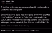 Influenciador bolsonarista vê motivação política no Carnaval