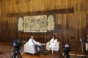Bolsonaro e a diretora-executiva do Metrópoles, Lilian Tahan