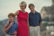 Diana com os dois filhos, Harry e William 