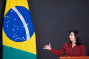 Simone Tebet discursa durante posse como ministra do Planejamento