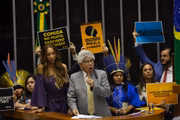 Deputados Chicol Alencar, Érika Hilton e Sônia Guajajara