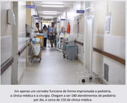 Atendimento da pediatria, clínica médica e cirurgia funcionam de forma improvisada em corredor do HRBz