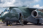 Na foto, avião KC-390 da FAB, avião para resgatar brasileiros na guerra entre Israel e Hamas