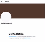 A conta no Twitter do blogueiro foi retida pela plataforma a mando do STF