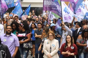 Atual governador e candidato à reeleição percorreu ruas do centro histórico de São Paulo