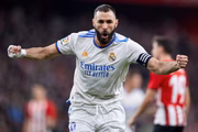 Karim Benzema comemorando gol pelo Real Madrid