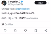 Usuários do Twitter se divertiram com a postagem de José de Abreu sobre "bafo"