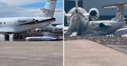 Jato colidiu contra avião estacionado