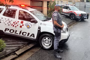 Polícia Militar na Vila Belmiro, em Santos, em operação para a chegada de Neymar ao clube