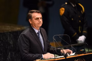 O presidente Jair Bolsonaro durante a abertura da 74ª Assembleia Geral das Nações Unidas, em 2019