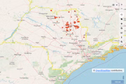 Mapa do Inpe mostra focos de incêndio no estado de São Paulo