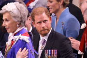 Príncipe Harry faz careta durante a coroação do pai, o rei Charles