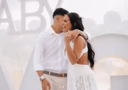 Mirella Santos e Gabriel Farias no chá revelação de Luna
