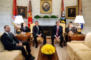 Jair Bolsonaro durante encontro com Donald Trump
