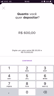 Informe o valor que pretende transferir e aperte "concluir"
