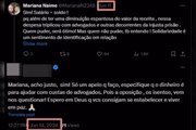 Resposta de seguidora a Mariana Naime, entre os dias 11 e 14 de junho deste ano