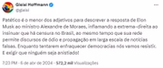 A presidente do PT classificou o post do empresário como “patético”