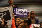 Protestos durante audiência sobre a PEc do manejo na Alesp