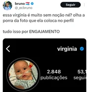 Print das críticas feitas contra Virginia Fonseca no Twitter
