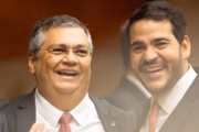 O ministro da Justiça, Flávio Dino, ministro do STF, e o ministro da Advocacia-Geral da União (AGU), Jorge Messias