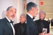 William Bonner e Jon Bon Jovi em evento nos Estados Unidos