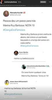 Depois, ela mostrou elogios