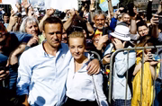 Alexei Navalny ao lado da esposa, Yulia