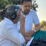 Geraldo Luís e Marlene Mattos são clicados nos bastidores do programa
