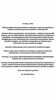 Padre divulgou nota nas redes sociais