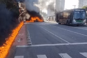 Avenida Marquês de São Vicente após queda do avião