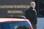O deputado federal Daniel Silveira (União-RJ) na Superintendência da Polícia Federal do DF