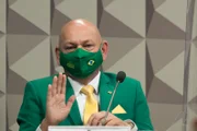 Empresário Luciano Hang na CPI da Covid-19, no Senado