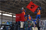 Catadores levaram bandeiras de Lula para o evento
