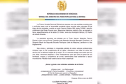 Comunicado do governo da Venezuela sobre o acidente aéreo que matou três militares nessa quarta-feira (30/1)