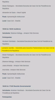 Agenda do dia 14 de fevereiro