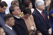 Primeira-dama também participou do culto