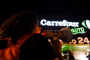Protesto em frente à rede de supermercados, na 402 Sul
