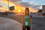 A atleta disputa provas de arremesso de peso e de club