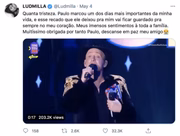 Outro, desta vez sobre a morte do humorista Paulo Gustavo 