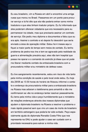 Mensagem de Caio enviada para a Embaixada