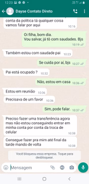 O bandido conseguiu o contato do pai da parlamentar e pediu dinheiro como se fosse ela