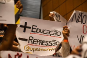 Protestos durante audiência sobre a PEc do manejo na Alesp
