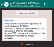 Mensagens inéditas mostram conteúdo falso e antidemocrático compartilhado por empresário que espalhou fake news a mando de Bolsonaro