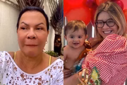 Dona Ruth, mãe de Marília Mendonça, com a cantora e o neto